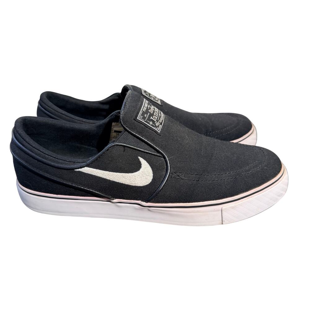 NIKE Stefan Janoski Shoes Youth Size 7 Canvas Slip On Black White 882988-002